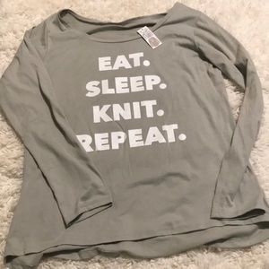 Knitting themed long sleeve shirt